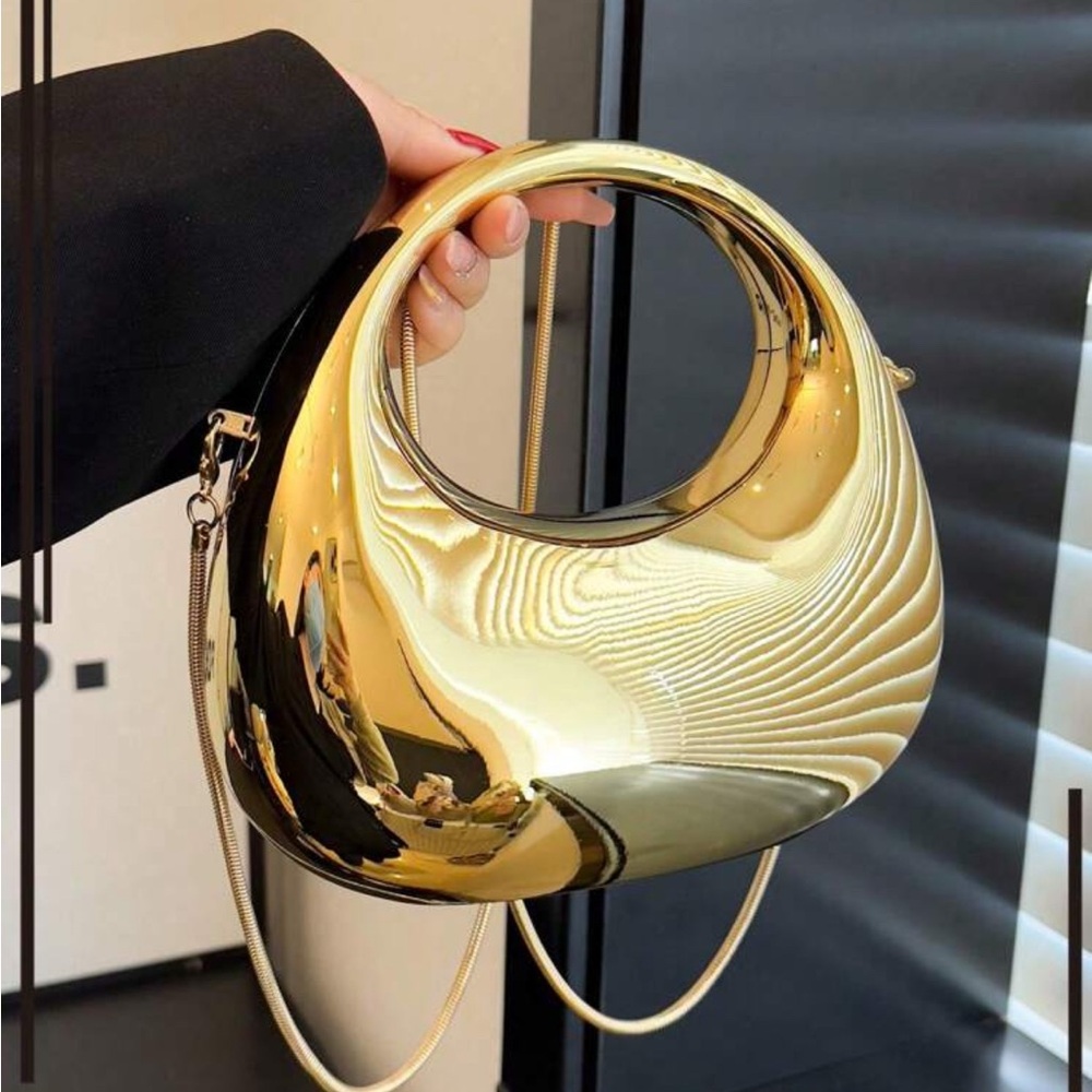 Gold Mini Bag with Sculptural Design and Textured Finish